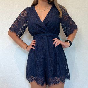 Blue Lace Romper, Size Medium